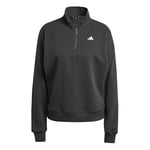 adidas Femme Essentials Small Logo French Terry Quarter Zip, Black/White, S