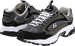 Skechers Baskets Stamina Cutback pour Homme, Gris foncé, Noir., 41 EU Large