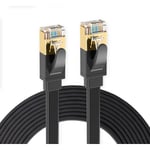 1m CAT7 Cable Reseau Ethernet RJ45, Cat 7 stp 100% Cuivre, Cable Plat, 32 awg, Noir (1M) - Elfcam