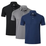 HUAKANG 3 Pack Mens Polo Shirts Short Sleeve Breathable Quick Dry Golf Polo Shirts Mens Running Sports Tee Top Gym Workout Polo T Shirts-C0506-Navy-XL