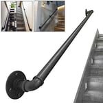 Vintage Handrail for Stairs Step,Indoor and Outdoor Stair Handrails Banister Railing Hand Rail Support Kit, Black Metal Wrought iron Elderly Kids Safety Staircase Rails (Size : 270cm(9ft))