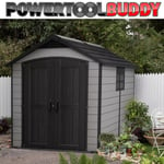 Keter Premier Grey 759 Garden Shed 7.5 x 9 ft Apex Outdoor Storage Wood Effect