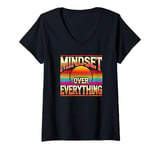 Womens Mindful Motivational Quote, Mindset Over Everything, Success V-Neck T-Shirt