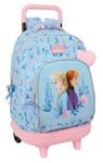 Safta FROZEN Ice Magic - Grand sac à dos à roulettes, compact, amovible, idéal pour les enfants de différents âges, confortable et polyvalent, qualité et résistance, 33 x 22 x 45 cm, bleu clair, M,