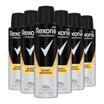 REXONA - Déodorant Homme Sport Defense - Spray Anti-transpirant - 0% Alcool - Protection 48h contre l'humidité et les odeurs (lot de 6x 150ml)