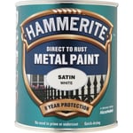 Hammerite Satin Metal Paint Direct to Rust Satin White Metal Rust Inhibit 250ml