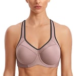 SYROKAN Femme Soutien-Gorge de Sport à Armature Grand Maintien Dos Nageur Brique 100D