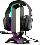 K-Stand Radon Support Pour Casque/Micro-Casque Gaming - Rétro-Éclairage Rgb, Hub Usb 2 X 2.0, Base Antidérapante - Support Universel Pour Casques Gamer Pc Ps5 Xbox Nintendo Switch New