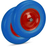 Relaxdays - Roue de brouette 4.80 4.00-8, lot de 2, roue caoutchouc secours, 6 adaptateurs, pneu diable 100 kg de charge, bleu-rouge