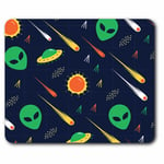 Computer Mouse Mat - Cartoon Space Cosmic UFO Alien Head Office Gift #16922