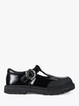 ToeZone Kids' Clover Patent Leather T-Bar Flower School Shoes, Black