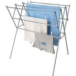 Sèche linge télescopique WENKO, Séchoir extensible de 54 à 92cm, 7,78m d'étendage, Faible encombrement, Acier inox, 54-92 x 96,5 x 65,5 cm, Argent