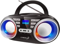 Lecteur Cd Portable | Lumières Disco Led | Boombox | Cd/Cd-R | Usb | Radio Fm | Entrée Aux | Pr Casque | 20 Emplacements De Mémoire | Radio Enfant | Radio Cd | Système Compact (Black/Sunny Silver)