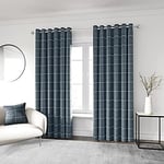 HARPER WOVEN LINED CURTAINS 90X90 (228X228CM) NAVY