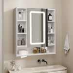 80 Armoire Miroir Salle de Bain Meuble Mural Rangement Tiroir à Papier Étagères