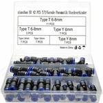 42 pcs Raccord Pneumatique t/ y/ i Droits Type Raccord Rapide Air Comprimé 6mm/ 8mm Raccord Compresseur, avec Boîte.. Debuns