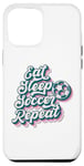 Coque pour iPhone 12 Pro Max Ballon de sport pour hommes, femmes, garçons et filles avec inscription « Eat Sleep Soccer Repeat »