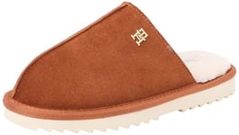 Tommy Hilfiger Chaussons Femme Elevated Comfort Home Slipper en Cuir, Marron (Cognac Brown), 35/36