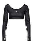 Hyperglam Cut 3-Stripes Crop Long Sleeve Tee Sport Crop Tops Long-sleeved Crop Tops Black Adidas Performance