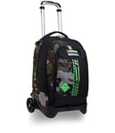 Seven Rolling backpack, JACK-2WD HALF BLACK, Wheeled Book Bag, 3 in 1, Detachable Backpack + Trolley, for Teen, Girls&Boys, For School, Sport, Free Time, Laptop Sleeve, Italian Design, green