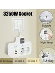 EU Plug Power Strip USB-pikalaturin jatkopistoke TYPE-C sovitin Yövalolla seinäpistorasialla laturi Smart Home Socket