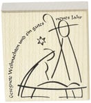 Rayher Tampon motif NOEL BENI ET BONNE NOUVELLE ANNEE, 1 pce., 7X8cm, bois, en allemand, arts créatifs, scrapbooking, cadeaux, Noël, nouvel an-28273000