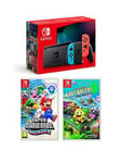 Nintendo Switch Neon Console &Amp; Super Mario Bros. Wonder &Amp; Nick Karts 3 Slime Speedway