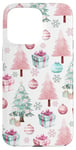 iPhone 15 Pro Max Pastel Pink and Sage Green Christmas Tree Holiday Pattern Case