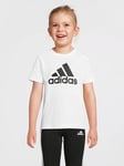 adidas Sportswear Kids Essentials Short Sleeve T-Shirt  - White/Black, White/Black, Size 7-8 Years