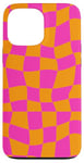 Coque pour iPhone 13 Pro Max Grand damier classique à carreaux orange et rose