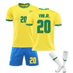 Brasilien Hemma Gul Jersey Set Barn Vuxna Fotboll Fotbollströja Träningströja Kostym No.20 VINI JR S