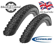 1 Pair Schwalbe Rapid Rob 26 x 2.25 Mountain Bike MTB Tyres Wired + Presta Tubes