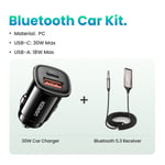 Bluetooth Aux -sovitin Langaton auton Bluetooth-vastaanotin USB-3,5 mm:n liittimeen Audio Music Mic Handsfree adapteri auton kaiuttimelle