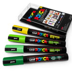 Uni Posca Pc-5m Art Marker Paint Pens - Meadow Tones - Set Of 4 Plastic Wallet