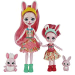 Enchantimals Coffret Sœurs avec mini-poupées Bree et Bedelia Lapin, 2 mini-figurines animales et accessoires, jouet pour enfant, HCF84