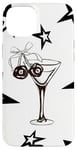 Coque pour iPhone 15 Plus Martini d'été noir et blanc Star Cherry Ball 8 pour filles