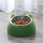 Gamelle pour chat double surélevée, inclinaison de 15 °, bol anti-dérapant anti-vemit, stockage automatique de l'eau pour chats et chiots(vert)