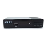 AKAI Récepteur TNT Terrestre - Décodeur TNT HD, DVB-T2 et par câble DVB-C, H265 HEVC, 10 bit, HDMI, USB, péritel, 1 x LAN, 1 000 canaux, TV et Radio, Compatible Dolby Digital, Recherche Automatique
