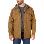 Dickies Men's Fleece Hooded Shirt Jacket with Hydroshield Work Utility Outerwear, Brown Duck, XS