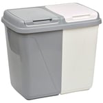 URBNLIVING 60L Double Kitchen Recycling Laundry Duo Bin Garbage Under Cabinet Trash Can (60L-Grey and White)