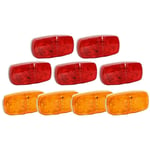 9X + Rouge Led Feux ExtéRieurs de Camping-Car rv Gabarit Remorque -Boue LatéRaux Double 10 LumièRes à Diodes