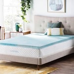 Linenspa Surmatelas en Mousse à mémoire de Forme en Gel, Bleu, Grand lit