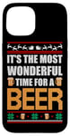 Coque pour iPhone 15 It's The Most Wonderful Time For A Beer Funny Ugly Christmas