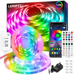 LED Strip Lights with Remote, 12M Music Sync Bluetooth APP Control Led Lights for Bedroom, 44 Key Remote with 4 key Control Box Strip Lights, Colour Changing RGB Led Lights for Bedroom Home TV Kitchen