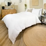 Night Lark - Coverless Duvet Set with Matching Pillowcase - 4.5 Tog - Single - Seersucker Collection - Polar White - Luxury Bedding - Hypoallergenic - Machine Washable