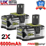 2X New For RYOBI P108 18V One+ 6.0Ah Plus Battery P105 Lithium RB18L60 P109