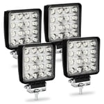 4x 48W Phare de Travail Carre a Leds dc 12V-24V Quad Camion Bateau Tracteur Offroad Impermeable IP67 - Swanew