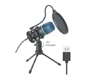 MTK-mikrofon med brusreducering och stativ. LED-ljus med USB 2.0-kabel