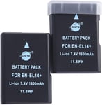 2X EN-EL14 EN-EL14A ENEL14 Rechargeable Li-ION Batterie pour Nikon D3100, D3200, D3300, D5100, D5200, D5300, Coolpix P7000, P7100, P7700, P7800