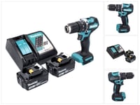 Makita DHP 487 RFJ akkuiskuporakone 18 V 40 Nm, kaksi akkua 3,0 Ah sekä laturi ja Makpac